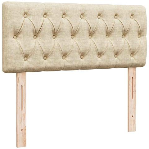 Struttura Letto Pouf con Materasso Crema 120x190 cm in Tessuto - Foto 9