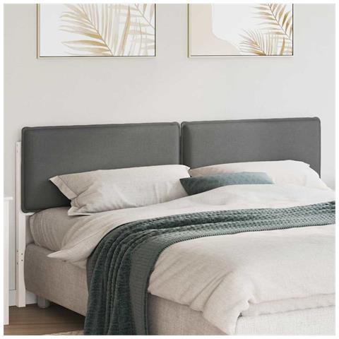 Testiera imbottita Bianco e grigio chiaro 180 cm Pino massello - Foto 2