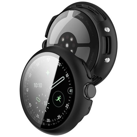 Custodia Protettiva Compatibile Con Google Pixel Watch 4 45mm - Copertura Completa In Pc + Vetro Temperato Black - Foto 6
