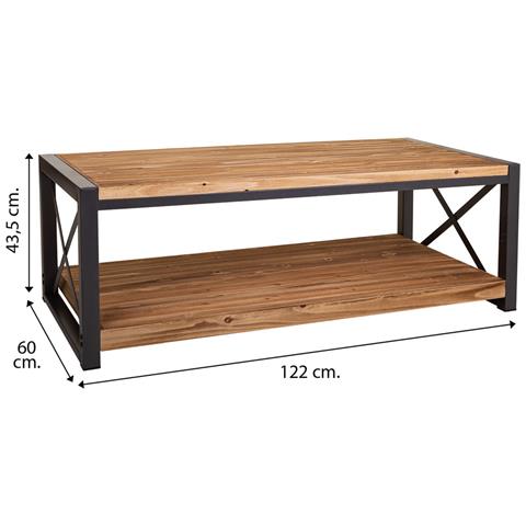 Tavolino Da Caffè In Metallo E Legno 122x60x43,5h Cm - Foto 6