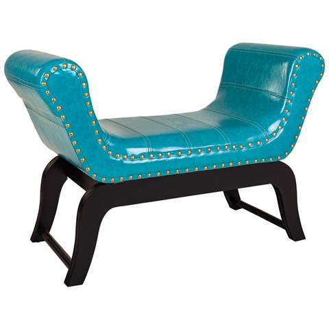 Sgabello In Similpelle Blu 90x40x65h - Foto 1