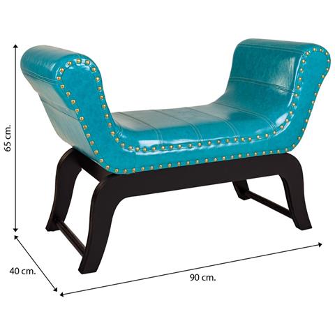 Sgabello In Similpelle Blu 90x40x65h - Foto 5