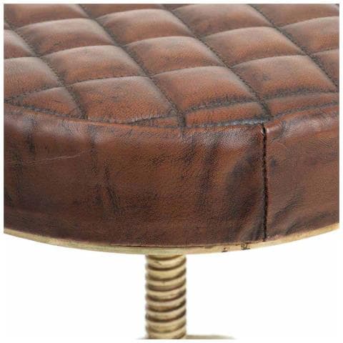Sgabello In Metallo E Pelle Marrone 38x38x56h - Foto 2