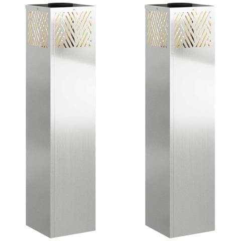 Faro LED solare per sentieri 2 pcs Argento Zincato - Foto 1