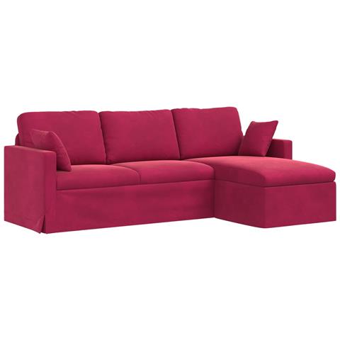 Divano Rosso Vino 198 x 134 x 80 cm Velluto - Foto 1