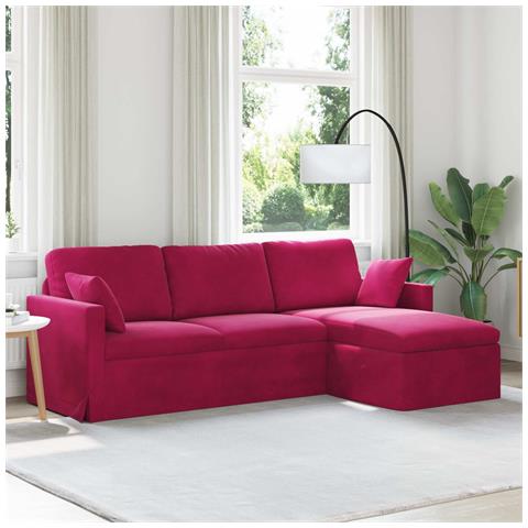 Divano Rosso Vino 198 x 134 x 80 cm Velluto - Foto 2