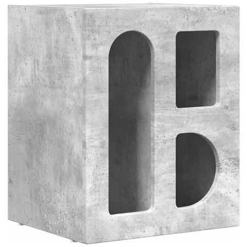 Comodino Grigio cemento 40 x 35 x 50 cm Legno multistrato - Foto 1