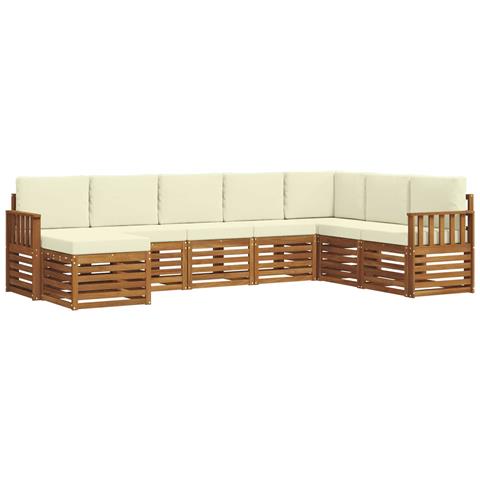 Set divani 8 pcs Naturale e Crema Legno di Acacia Massello - Foto 1