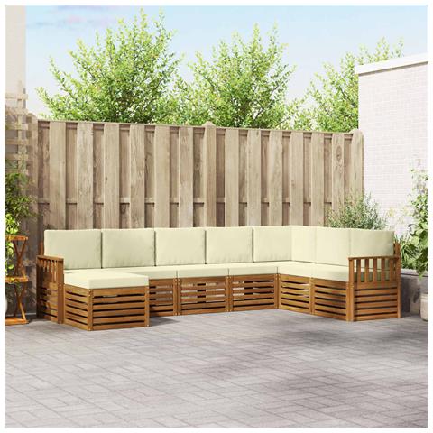 Set divani 8 pcs Naturale e Crema Legno di Acacia Massello - Foto 2