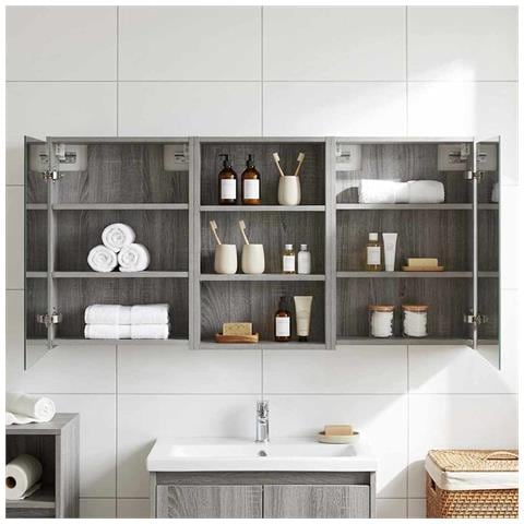 Set di Armadi da Bagno con lo scaffale 3 pcs 126 x 16 x 62.5 cm - Foto 2