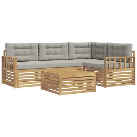Set di divani da esterno 6 pcs Bianco e Grigio Chiaro - Foto 1