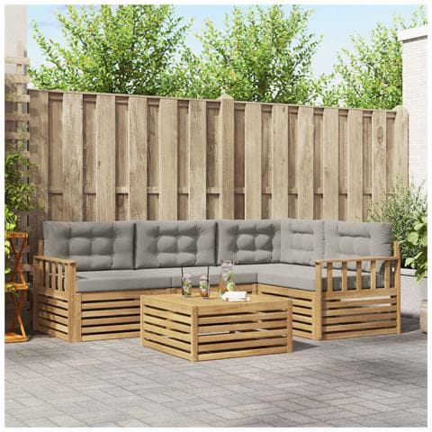 Set di divani da esterno 6 pcs Bianco e Grigio Chiaro - Foto 2