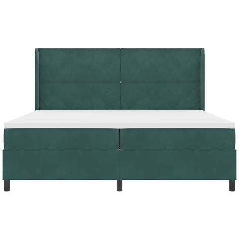 Letto a molle con strisce LED Verde Scuro 200 x 200 cm Velluto - Foto 2