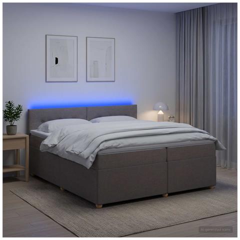 Letto box spring con materasso Tortora 200 x 200 cm Tessuto - Foto 2