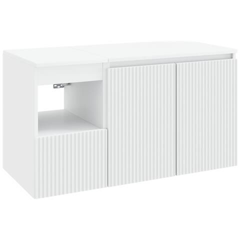 Set di mobili per il bagno 2 pz Bianco Legno ingegnerizzato - Foto 1