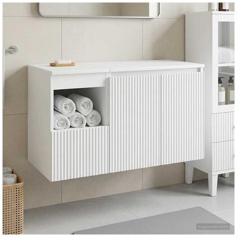 Set di mobili per il bagno 2 pz Bianco Legno ingegnerizzato - Foto 8