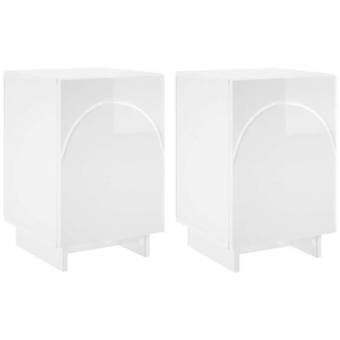 Comodino 2 pz Bianco Lucido 33,5 x 34,5 x 50 cm - Foto 1