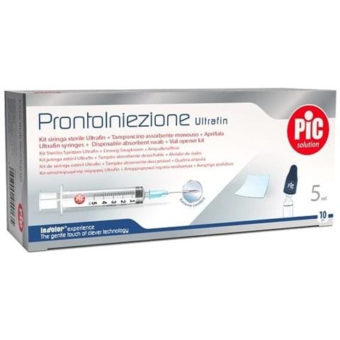 Prontoiniezione Ultrafin Kit Siringa Sterile 5 ml Gauge 23 10 Pezzi + Tamponcino Assorbente Monouso + Aprifiala - Foto 1