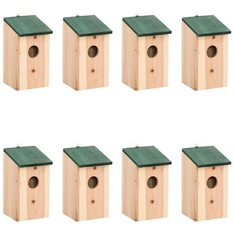 Casette Per Gli Uccelli 8 Pz Legno 14x15x22 Cm - Foto 1