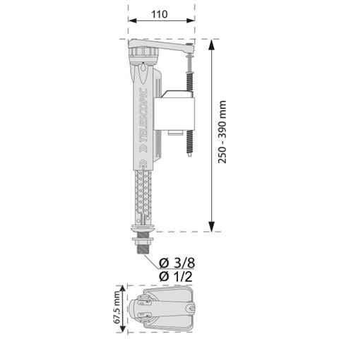 Jollyfill Universale Valvola Di Aspiùazione Telescopiùo 38 ingresso Inferiore Fill - Foto 2