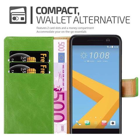 Custodia Compatibile Con Htc One M10 In Verde Erbe - Coperchio Protettiva Con Chiusura Magnetica, Funzione Stand E Tasca Per Le Carte - Foto 7