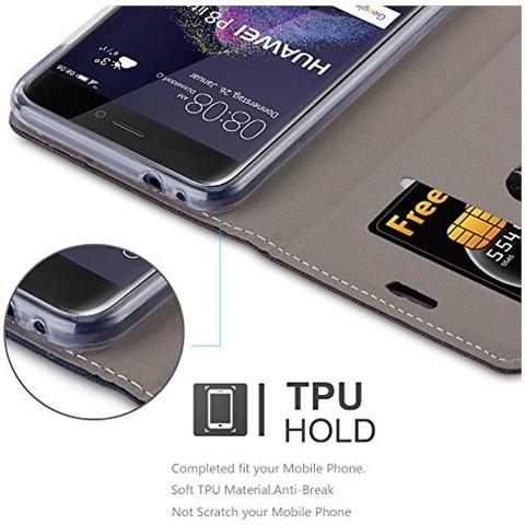 Custodia Compatibile Con Huawei P8 Lite 2017 In Antracite Oro - Coperchio Protettiva Con Chiusura Magnetica, Funzione Stand E Tasca Per Le Carte - Foto 2