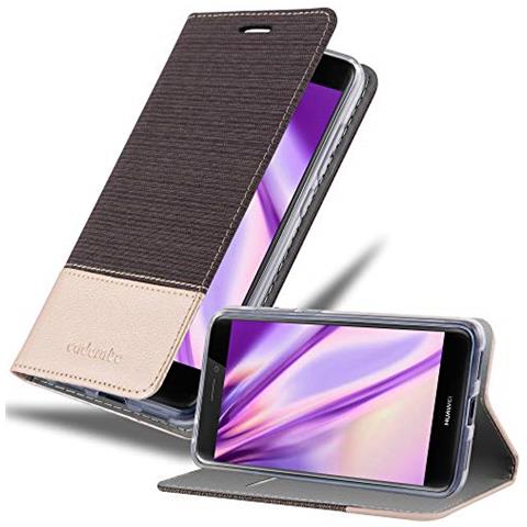 Custodia Compatibile Con Huawei P8 Lite 2017 In Antracite Oro - Coperchio Protettiva Con Chiusura Magnetica, Funzione Stand E Tasca Per Le Carte - Foto 1