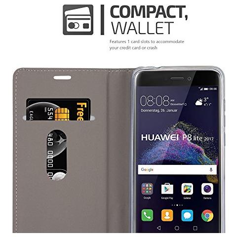 Custodia Compatibile Con Huawei P8 Lite 2017 In Antracite Oro - Coperchio Protettiva Con Chiusura Magnetica, Funzione Stand E Tasca Per Le Carte - Foto 7