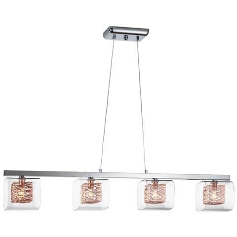 Sospensione A Soffitto Con Barra Di Cristallo A 4 Luci Cromo, Rame, G9 - Foto 2
