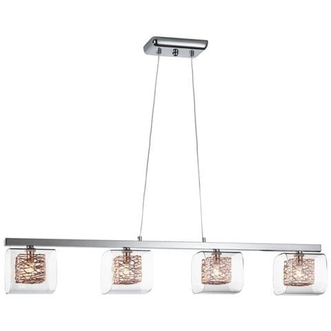 Sospensione A Soffitto Con Barra Di Cristallo A 4 Luci Cromo, Rame, G9 - Foto 6