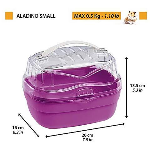 Criceto E Altri Piccoli Roditori Carrier Aladino Piccola Gabbia Di Viaggio Per I Piccoli Roditori Criceti Robusta Plastica Griglie Di Aerazione La Maniglia Comoda 20 X 16 X H 135 Cm Verde - Foto 2
