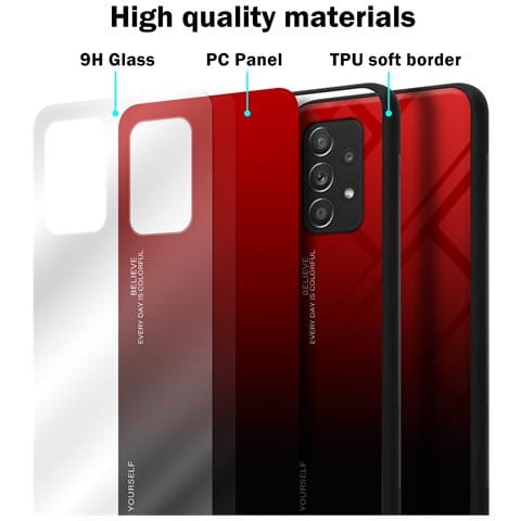Custodia Compatibile Con Samsung Galaxy A52 (4g / 5g) / A52s In Rosso - Nero - Coperchio Protettivo Bicolore In Vetro Temperato E Silicone Tpu - Foto 6