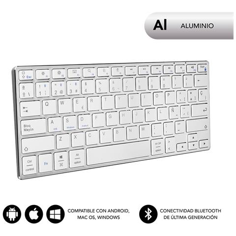 Tastiera Wireless 8436586740078 per Universale (Layout Spagnolo) Colore Argento. Bianco - Foto 1