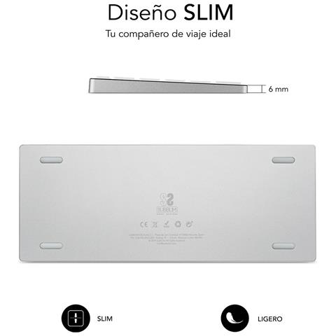 Tastiera Wireless 8436586740078 per Universale (Layout Spagnolo) Colore Argento. Bianco - Foto 6