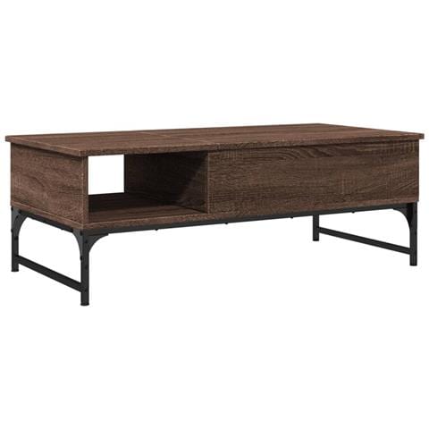 Tavolino Salotto Rovere Marrone 100x50x35cm Multistrato Metallo - Foto 2