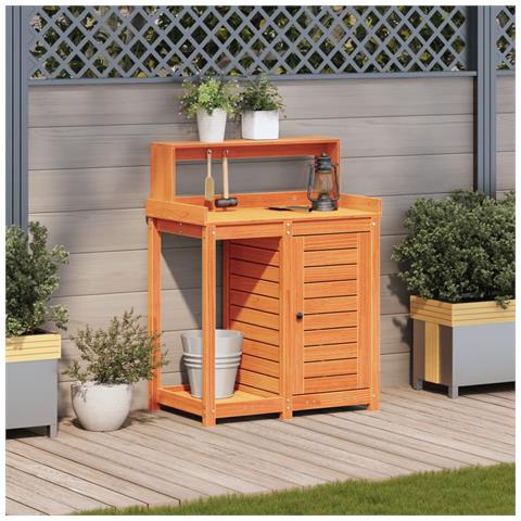 Tavolo Invaso Con Ripiani Marrone 82,5x50x109,5cm Massello Pino - Foto 3