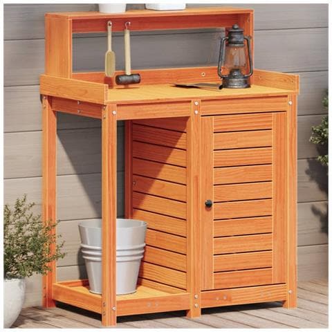 Tavolo Invaso Con Ripiani Marrone 82,5x50x109,5cm Massello Pino - Foto 1