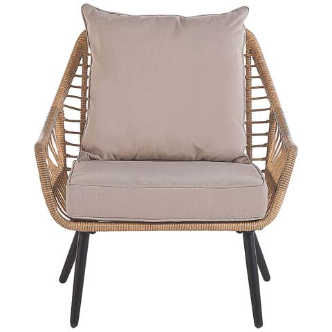 Set Bistro In Rattan Color Naturale E Cuscini Beige Laureto - Foto 2