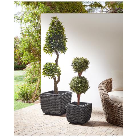 Set Di 2 Vasi Per Piante Berberis Rattan Sintetico 34/45 Cm Nero - Foto 9