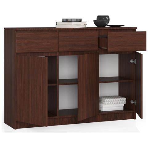 Cassettiera K140, 3 ante e 3 cassetti, 138x40x99 cm, Colore Weng? - Foto 2