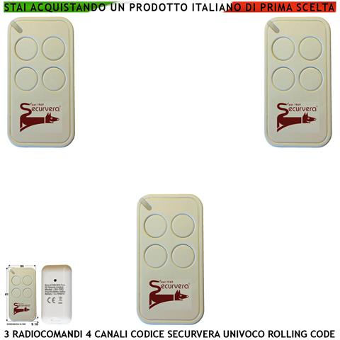 Comandoradio 3 Telecomandi 4 Canali Frequenza Di Trasmissione 433,92 Mhz Potenza Trasmessa 1 Mw Codifica Di Sicurezza - Foto 1