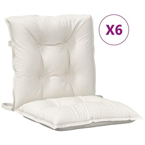 Cuscini Sedia Schiena Bassa 6 Pz Crema Mélange 100x50x7 Tessuto - Foto 2