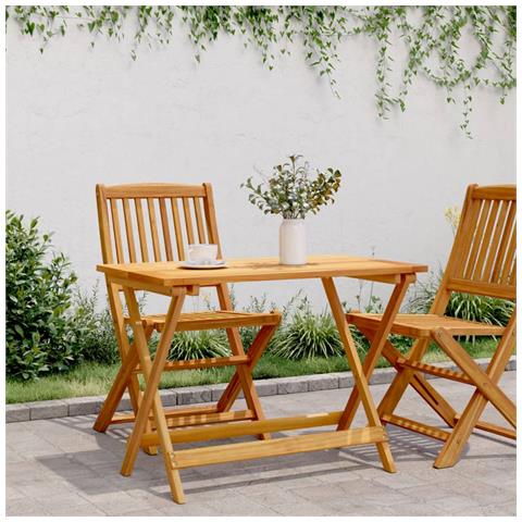 Tavolo Giardino Pieghevole 90x52,5x65 Cm Legno Massello Acacia - Foto 3