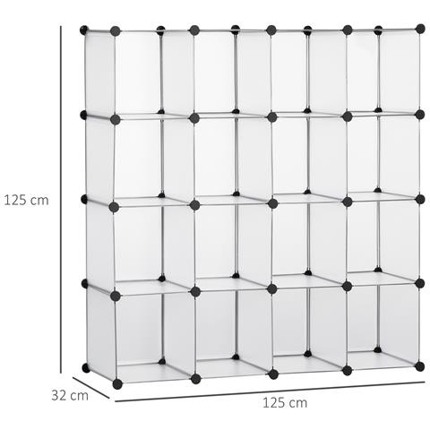 Mobile Scarpiera Modulare Salvaspazio, 16 Cubi 30x30x30 Cm In Acciaio E Pp, 125x32x125 Cm, Trasparente - Foto 2
