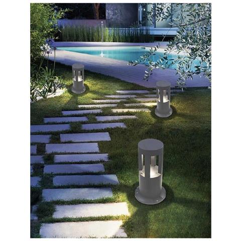 Lampioncino Da Terra Lampada 12 W Led Luce Naturale Lampione Grigio Per Giardino - Foto 1
