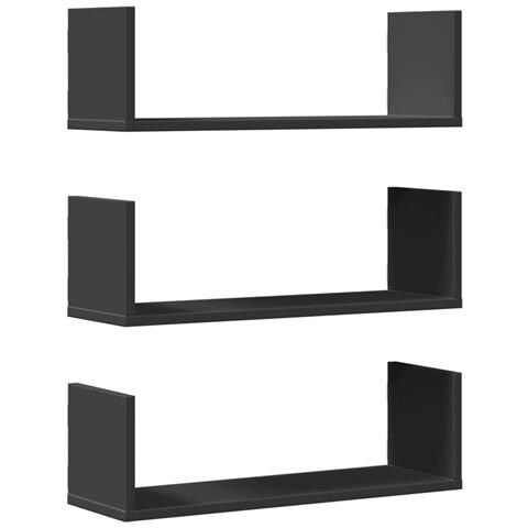 Mensole Da Parete 2pz Nere 58x18x18 Cm In Truciolato - Foto 2