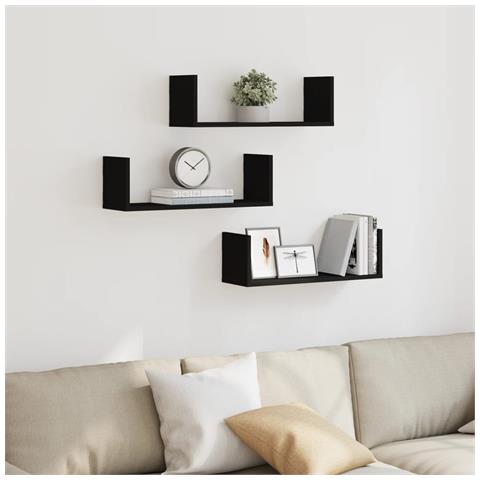 Mensole Da Parete 2pz Nere 58x18x18 Cm In Truciolato - Foto 3