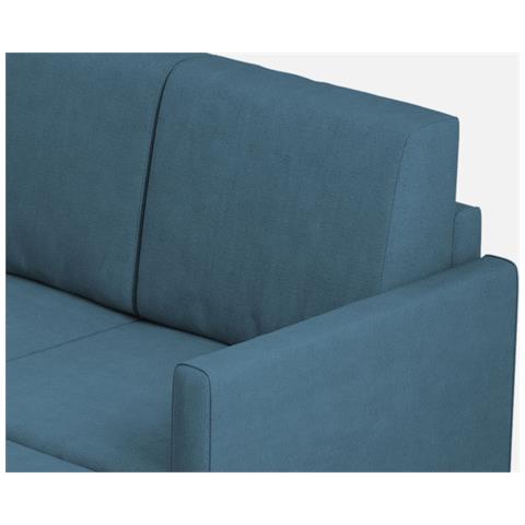 Divano Karay 2 Posti Medio (due Sedute Da 70cm) + Pouf Misure Esterne L. 158 P. 145 Colore Avio - Foto 2