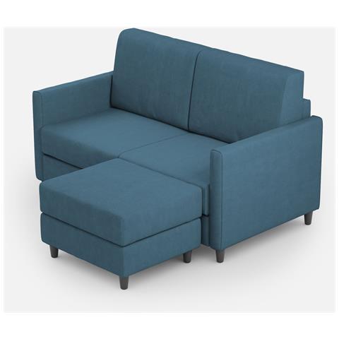 Divano Karay 2 Posti Medio (due Sedute Da 70cm) + Pouf Misure Esterne L. 158 P. 145 Colore Avio - Foto 1