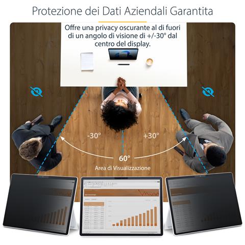 Filtro privacy a 4 posizioni per Surface Pro 8/9/X Laptop da 13", modalità verticale /orizzontale, abilitato al Touch, visione a + /-30°, blocca fino al 51% di luce blu, Antiriflesso - Foto 2